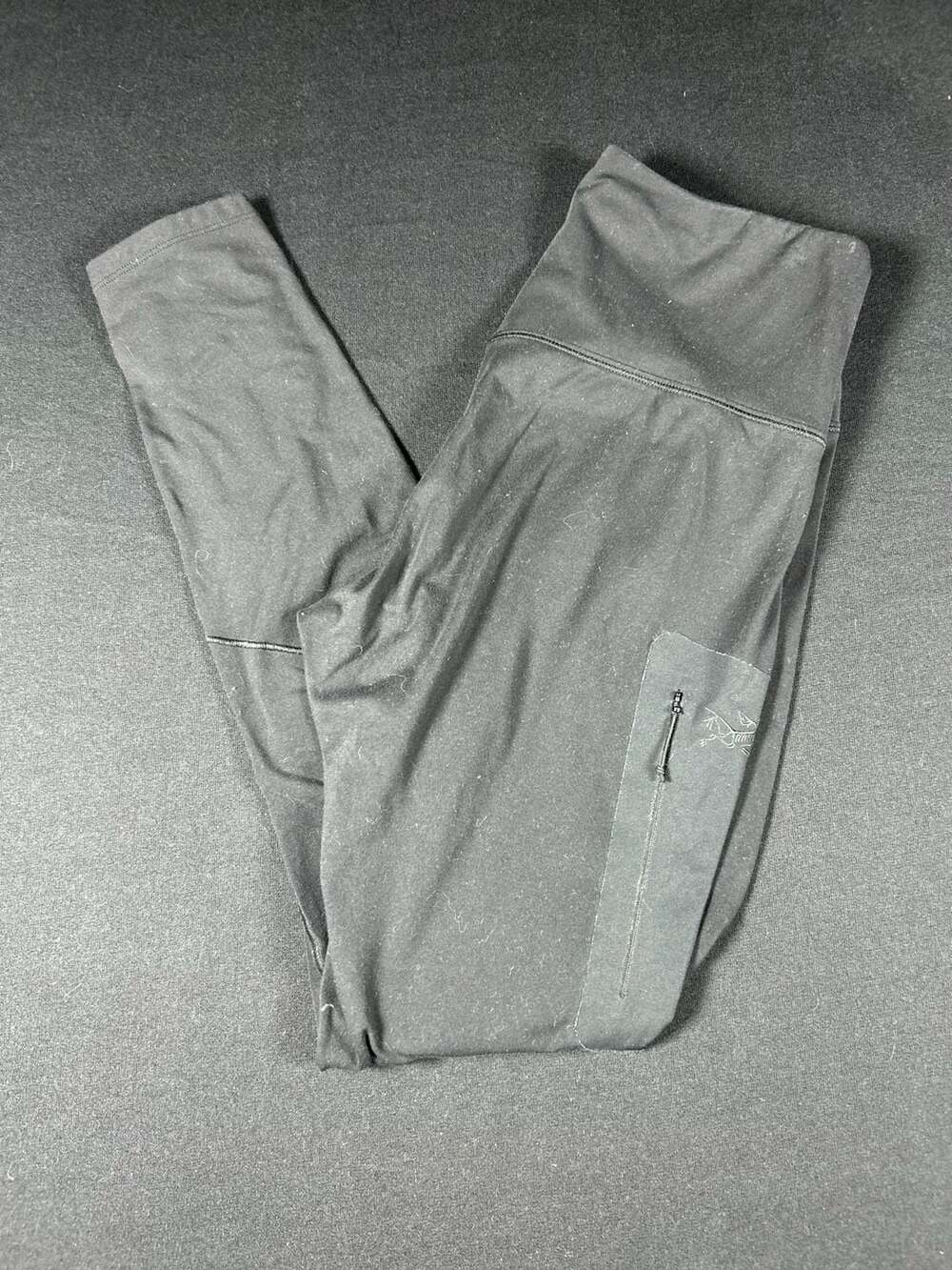 Arc'teryx Rho LT Leggings Womens M Black Hiking Base Layer  Zip Pocket